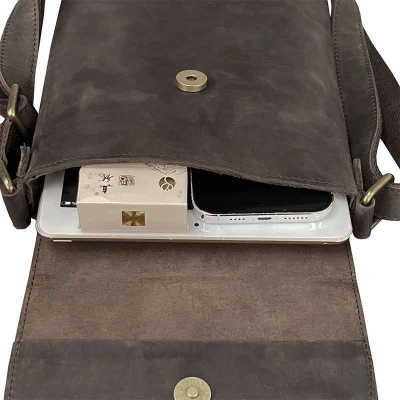 New Men's Cow Leather Crossbody Bag Man Shoulder Bag Casual Male Small Simple Bag For Men