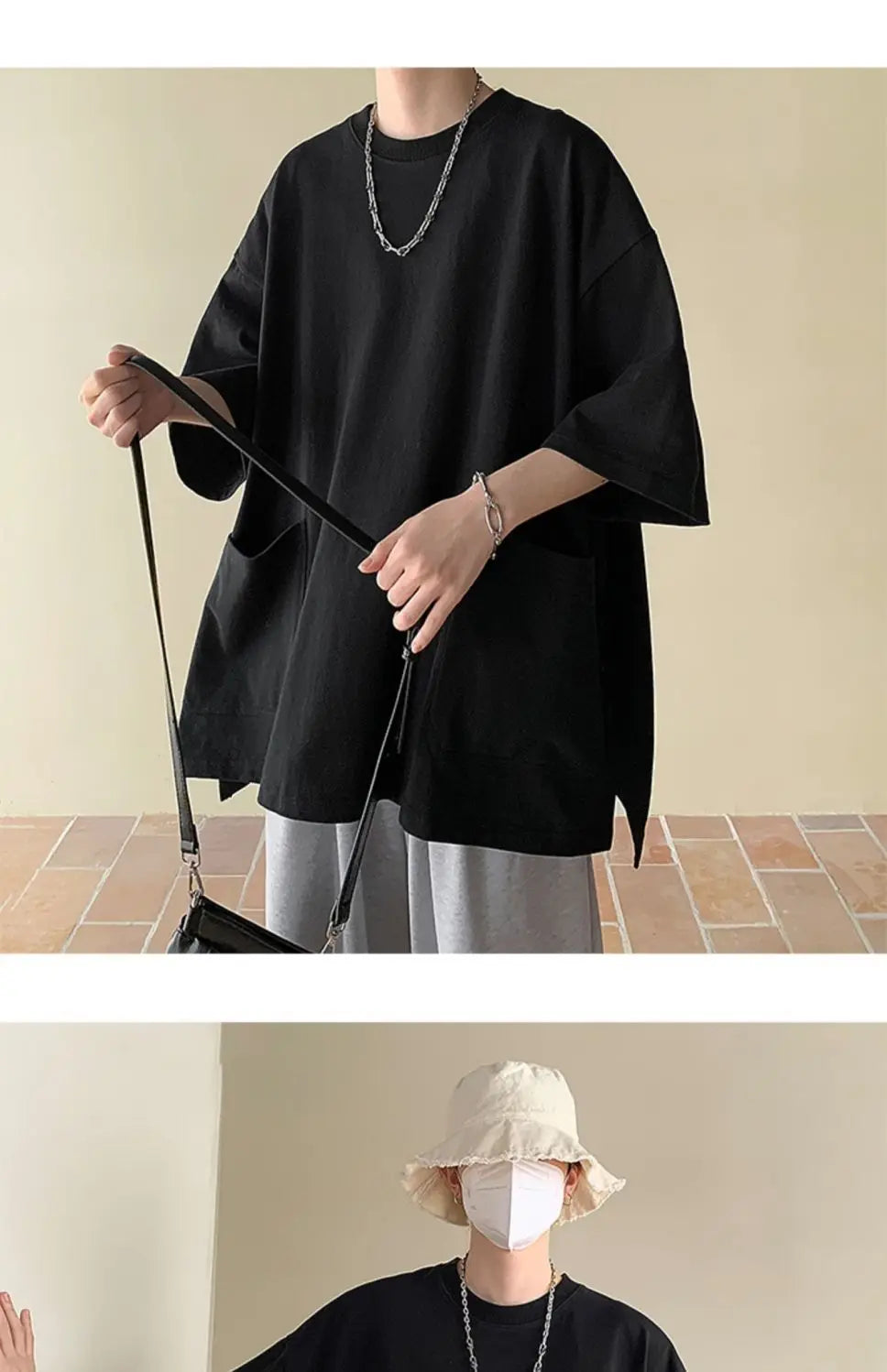 Men's Pocket Patchwork O-Neck Solid Short Sleeve T-Shirts Loose Fashion Summer New Plus Size Basic Tops Trend Casual Men Clothes