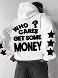 Autumn/Winter Street Trends "Who Cares?"Letter Print Men Women Hooded Sweatshirt Daily Outdoor Fitness Casual Warm Sportswear