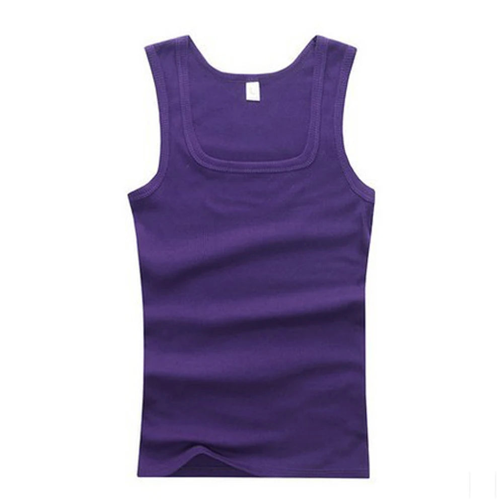 Men's Close-fitting Vest Cotton Tank Top Men Fitness Elastic Casual O-neck Breathable Bodybuilding Sleeveless Vest Male Tanks
