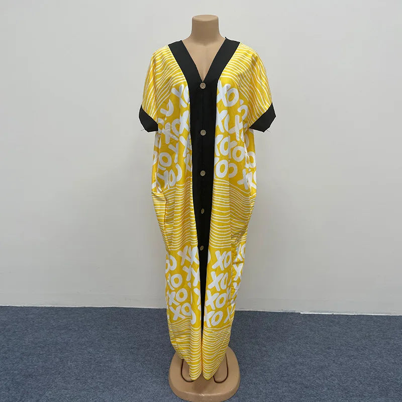 Summer African Polyester Party Evening Long Maxi Dress Kaftan Muslim Abaya Outfits Plus Size Dashiki African Dresses for Women