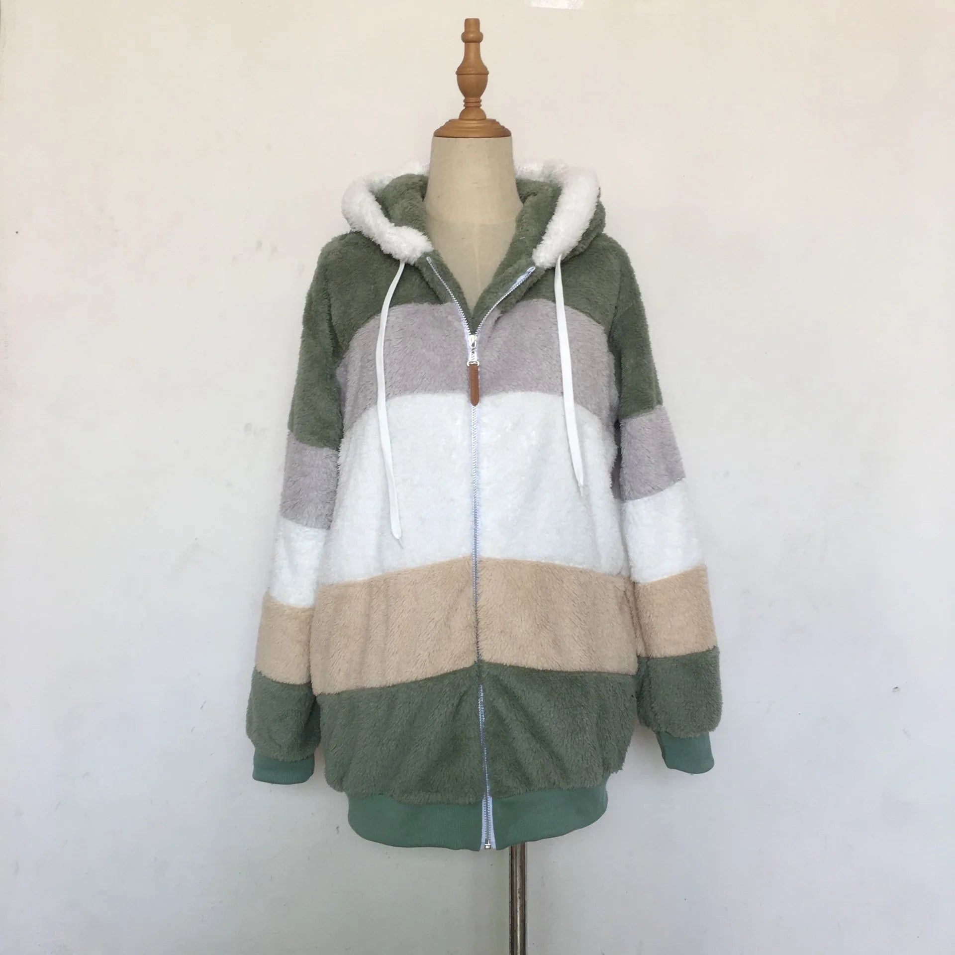 Women Oversized Plush Hoodie Coat Winter Outerwear Jacket With Pockets
