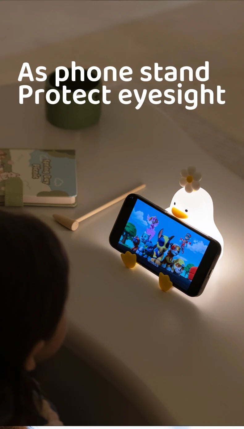 Cute Duck Led Night Light USB Rechargeable Nightlights Silicone Lamp Touch Switch Children Kid Bedroom Decoration Birthday Gift
