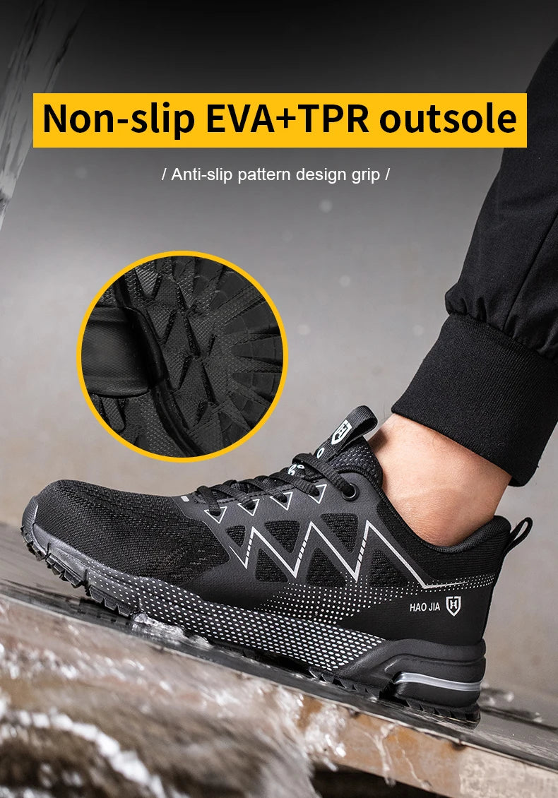 Lightweight Work Safety Shoes Men Women Indestructible Steel Toe Shoes Protective Safety Boots Breathable Security Work Sneakers