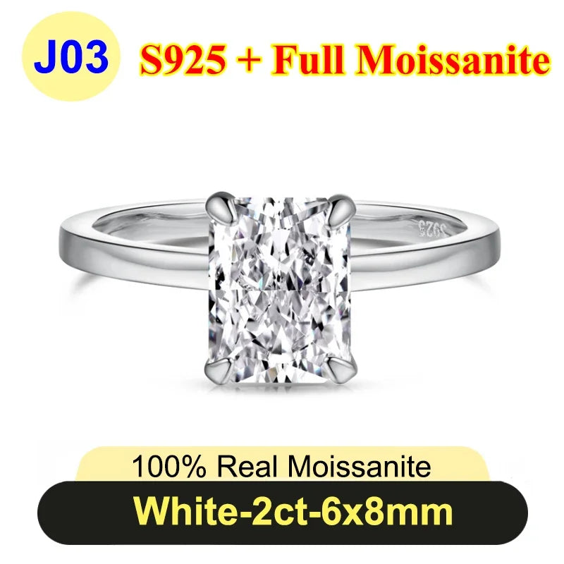 PureNew 1ct-4ct Radiant Cut Full Moissanite Diamond Rings For Women Original 925 Silver Luxury Oval Cut Lady's Diamond Ring 2025