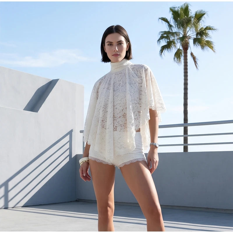 Lace Summer Top & Shorts Set