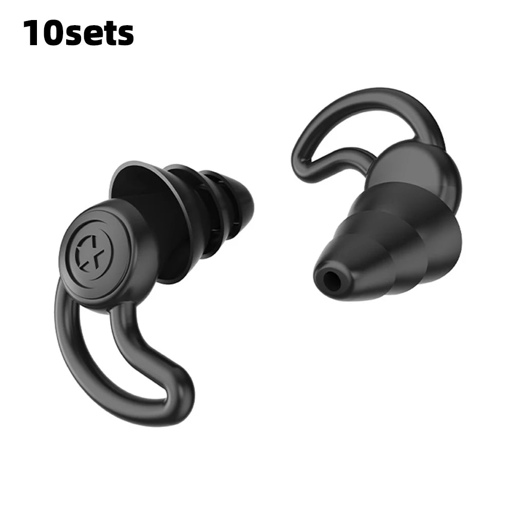 HUAK 3 Layer Ear  Work & Swim Silicone Earplugs – Noise Protection for Factories  Waterproof for Pools, Comfortable All Shift