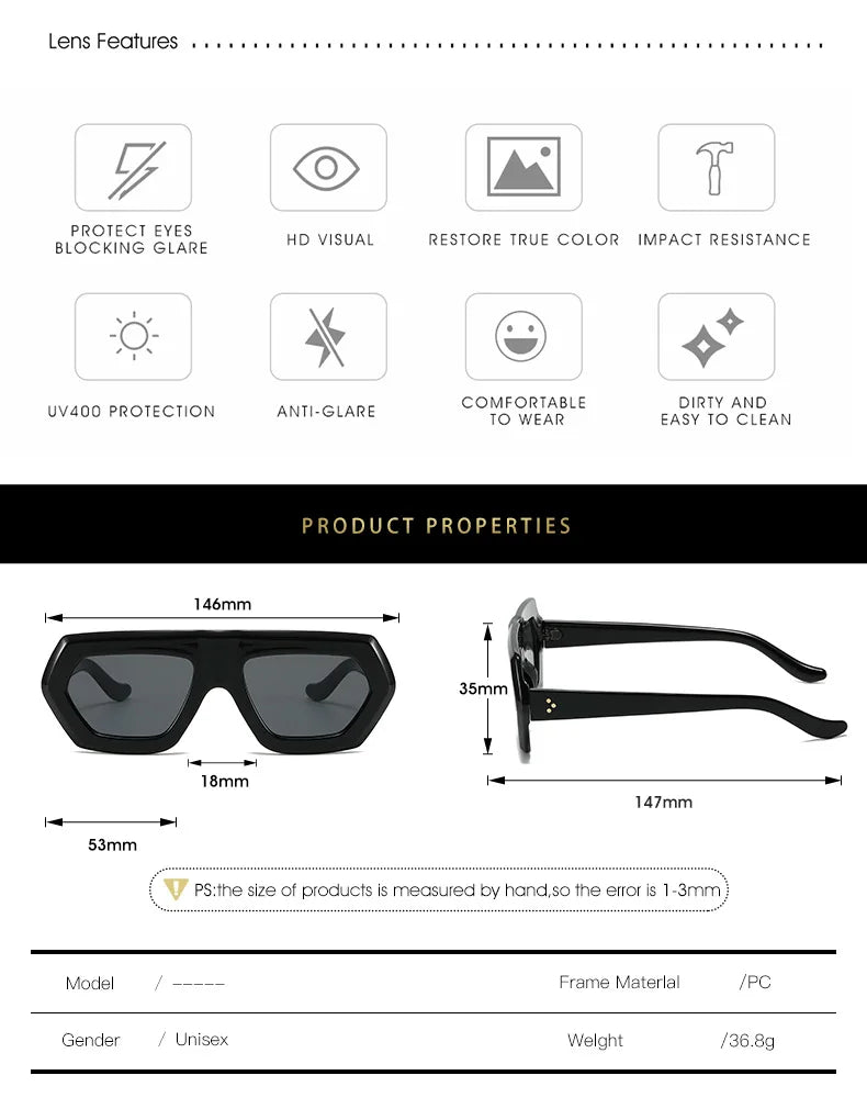 Irregular Sunglasses Sunglasses Ins Travel Street Shooting Colored Sunglasses Female Punk Style Rectangular Leopard Print Outdoo