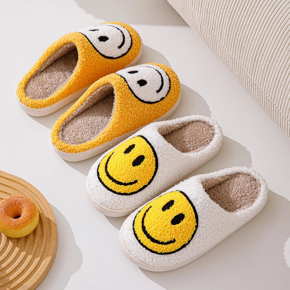 Hot selling smiling cotton slippers Anti slip couple shoes winter home indoor waterproof all-wrapped with men women cotton Shoes
