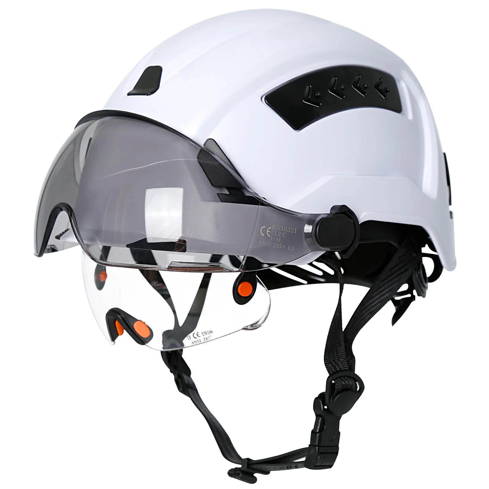 CE Construction Safety Helmet with Double Goggles Built-In Visors Reflective Stickers Hard Hat ANSI Industrial Work Engineer Cap