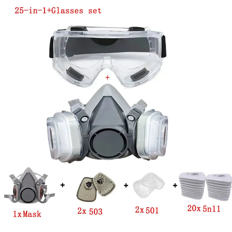 Half Face Dust Mask Safety Work 503 5N11 Particle Filters Goggles Fit For Industrial Labor Paint Spray Decoration Grinding