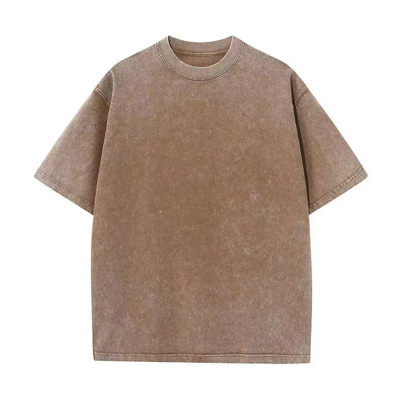 2025 Heavy Men Washed Vintage Oversized T-Shirt Street Hip Hop Punk Tee women Harajuku Casual Cotton Short Sleeve Acid Wash Top