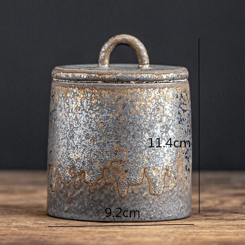 Vintage Stoneware Tea Caddy Ceramic Airtight Jar Storage Tea Cans Tea Box Storage Tank Tea Container Decorative Jar Sugar Bowl
