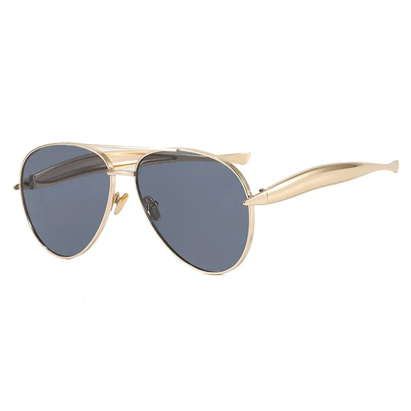 New y2k Vintage Metal Pilot Sunglasses Women For Men Sun Glasses Punk Popular Outdoor Driving Luxury Brand Designer Shades UV400