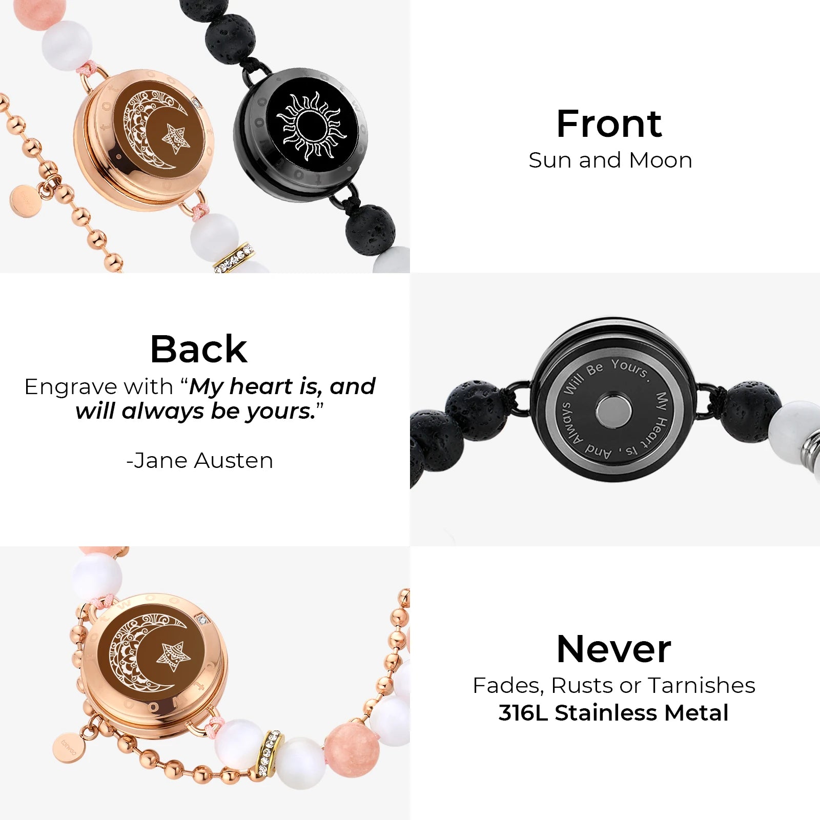 Totwoo Touch Smart Beaded Bracelets for Couple Emotional Bluetooth Jewelry Gift for Girlfriend Boyfriend Anniversary Birthday