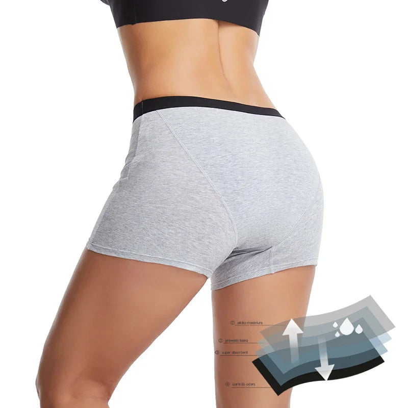 Cotton Heavy Flow Menstrual Period Panties Shorts Women Absorbency Incontinence Boxer Woman High Waist Period Underwear