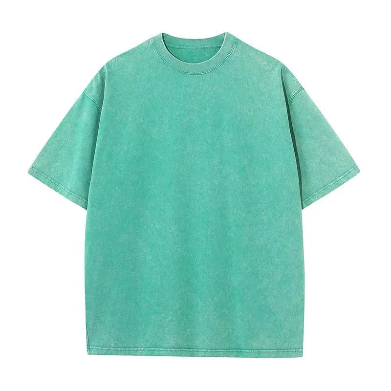 2025 Heavy Men Washed Vintage Oversized T-Shirt Street Hip Hop Punk Tee women Harajuku Casual Cotton Short Sleeve Acid Wash Top