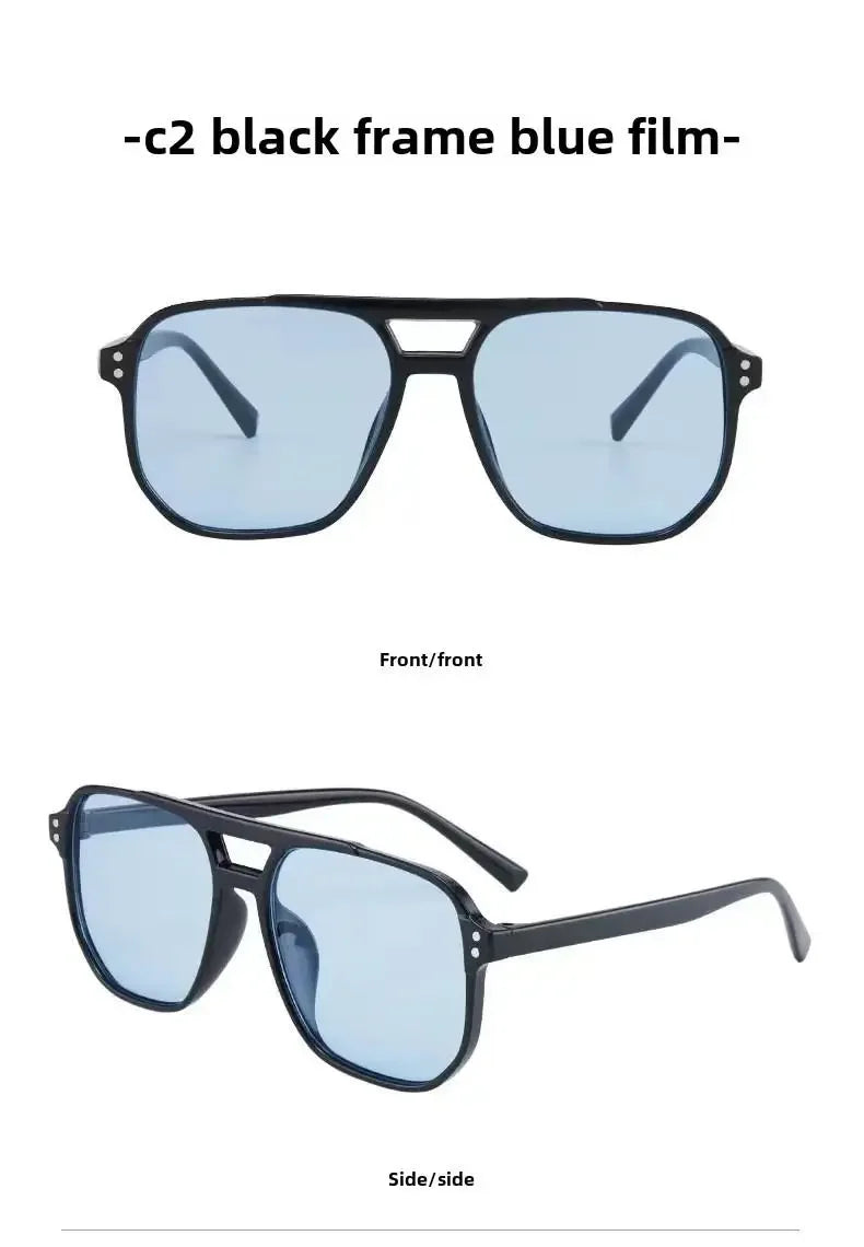 2025 New Trendy Women Sunglasses UV400 Sunshades Anti-Ultraviolet Unisex Eyeglasses Elegant Double Beam Pilot Lense