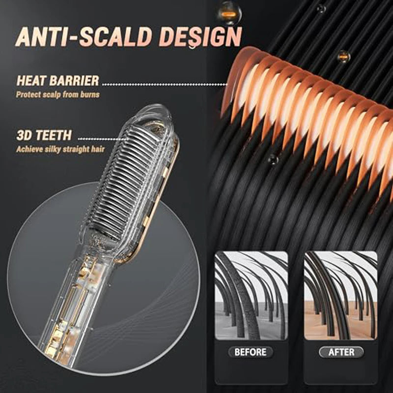 Hair straightening comb