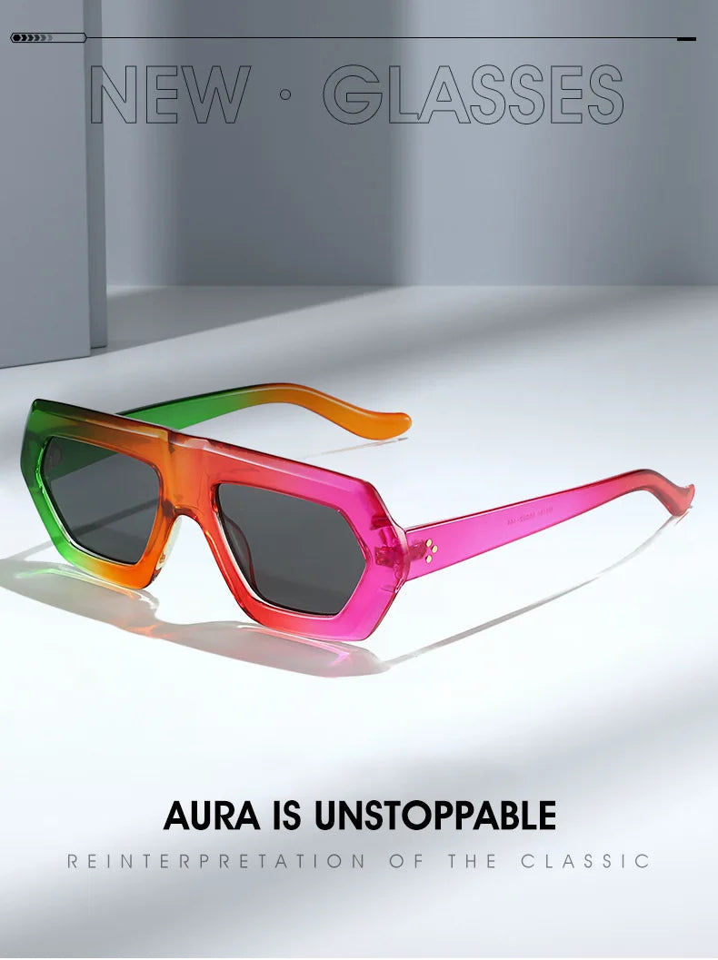 Irregular Sunglasses Sunglasses Ins Travel Street Shooting Colored Sunglasses Female Punk Style Rectangular Leopard Print Outdoo