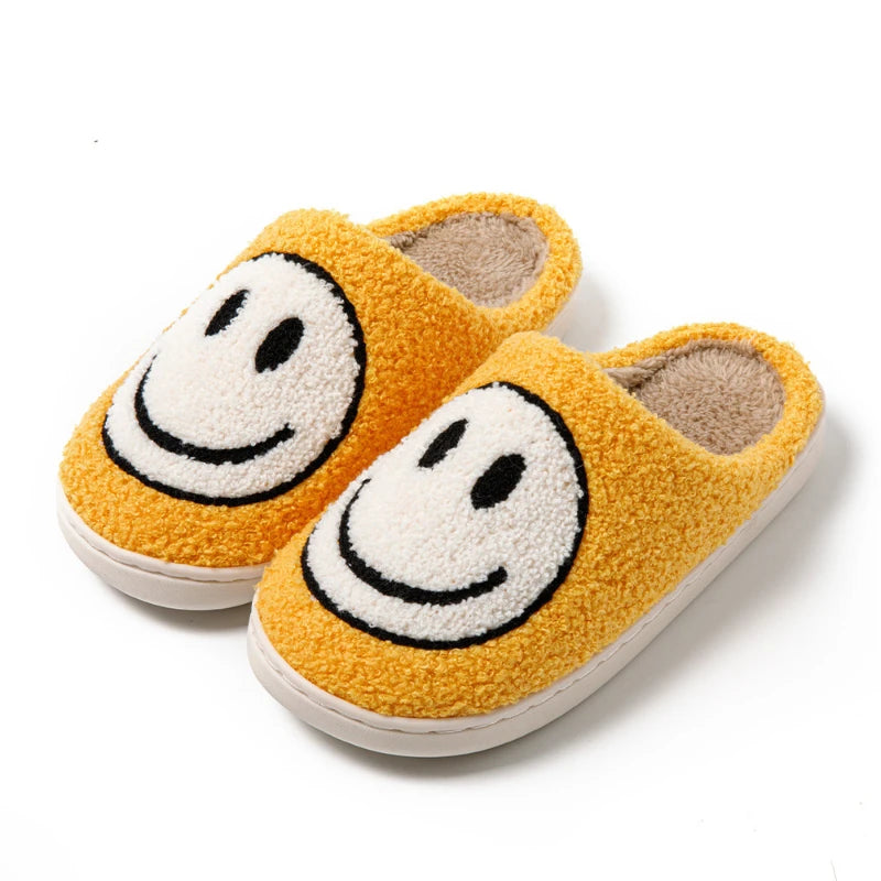 Hot selling smiling cotton slippers Anti slip couple shoes winter home indoor waterproof all-wrapped with men women cotton Shoes