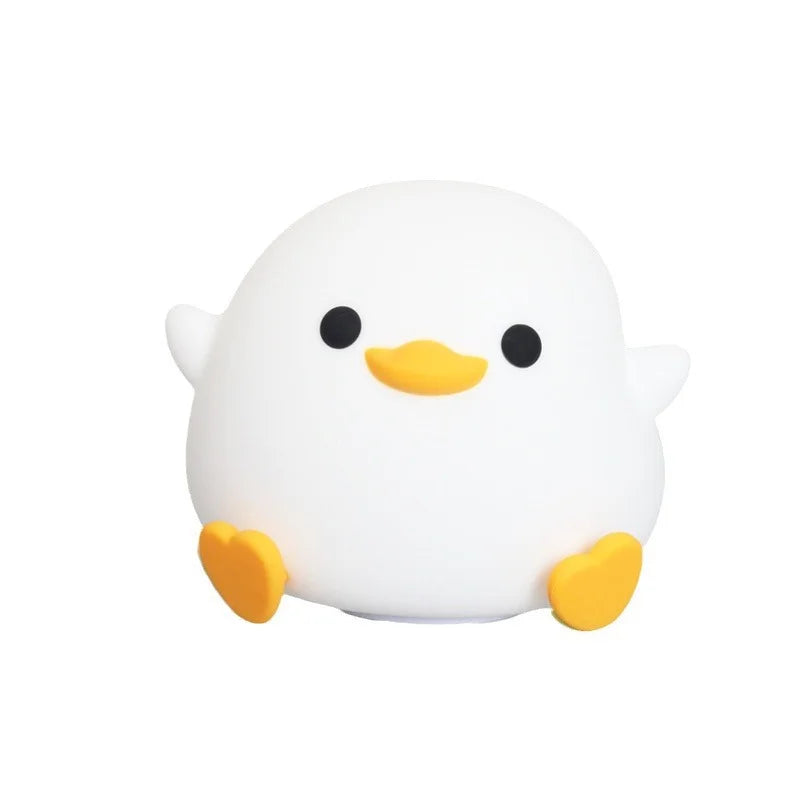 LED Night Light Cute Duck Cartoon Animals Silicone Lamp for Children Kid Touch Sensor Timing USB Rechargeable for Birthday Gifts