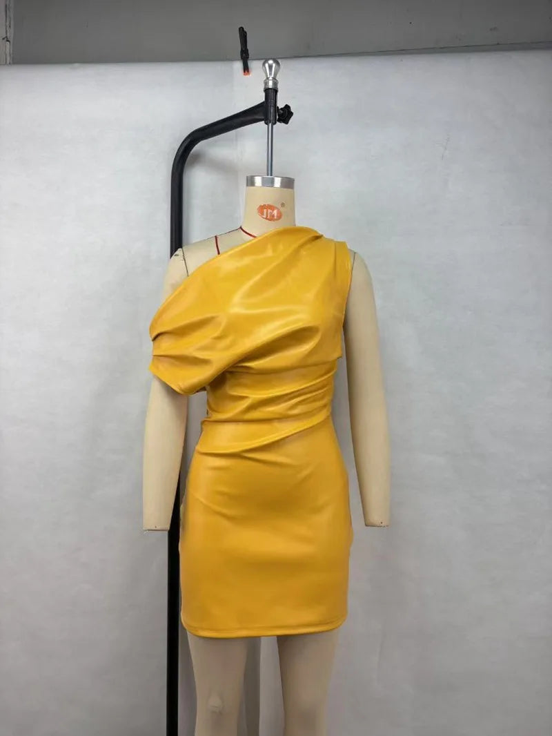 Luxury Leather Strapless Bandage Dress For Women Red Evening Cocktail 2025