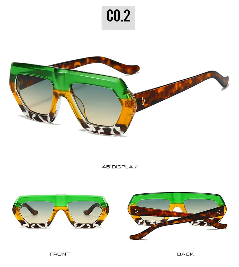 Irregular Sunglasses Sunglasses Ins Travel Street Shooting Colored Sunglasses Female Punk Style Rectangular Leopard Print Outdoo