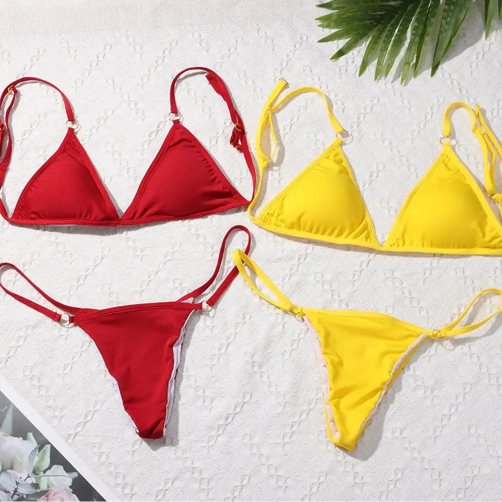 Metal Backless Bikini Set