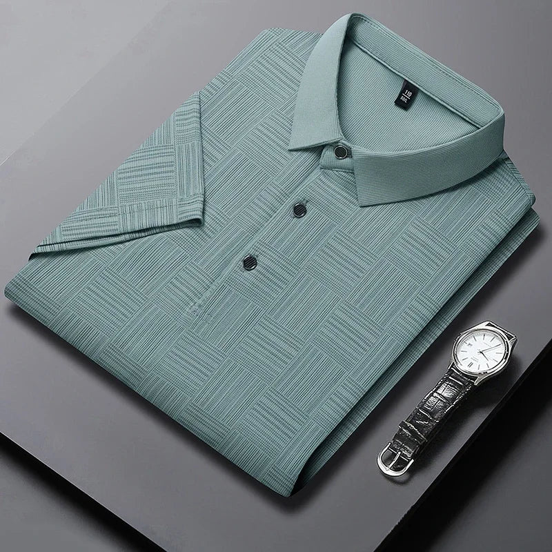 Men's New Printed Business Casual Short sleeved POLO Shirt Fashion Short sleeved Comfortable and Breathable Top