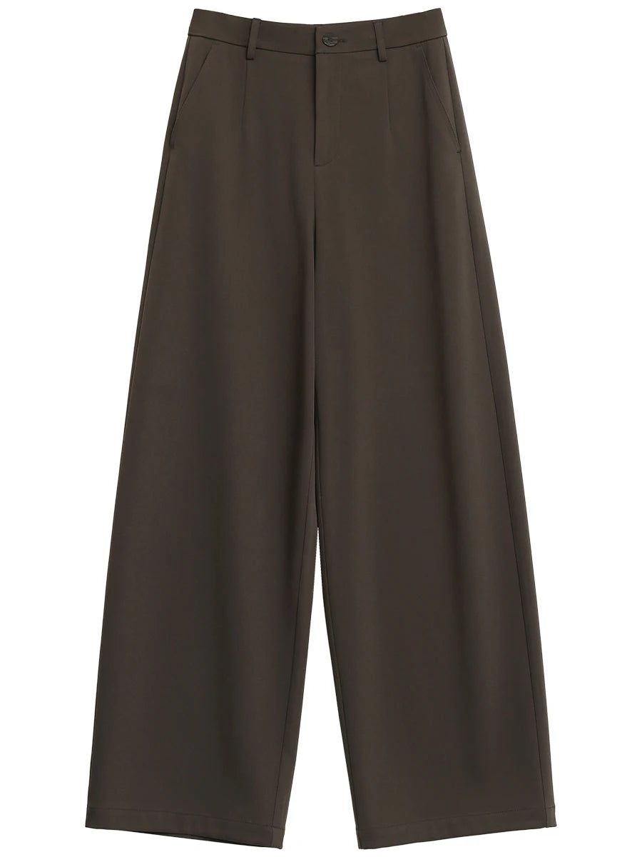 CHIC VEN Women Pants Solid Casual  Slim Straight Leg Suit Wide Leg Ladies Trousers Spring Autumn 2025 Clothing for Woman