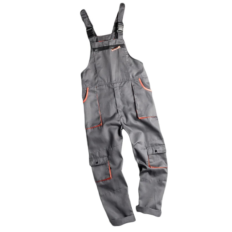 New Men's Long-Sleeved Overalls with Zipper Pocket Jumpsuit Fashion Labor Casual Work Clothes Plus Size S-4xl