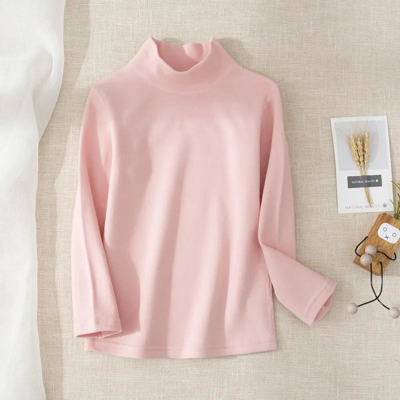 1pcs Children Thermal T-shirt Boys Girls Base TShirt Autumn Winter Warm Student Trendy Solid Color Long Sleeved Top Kid Clothing
