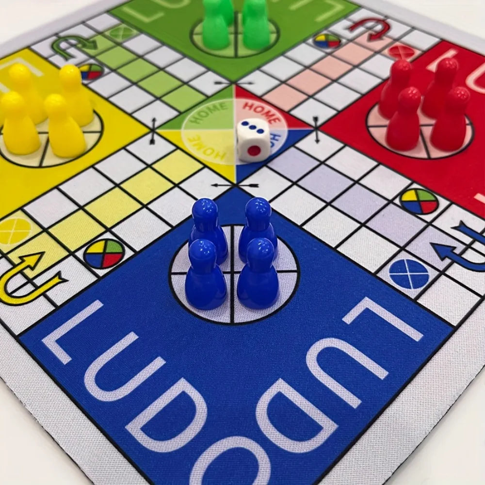 LUDO Game Board with Numbered Pieces & Dice - Classic Strategy Board Game Suitable for Family Game Nights, Parties, Travel