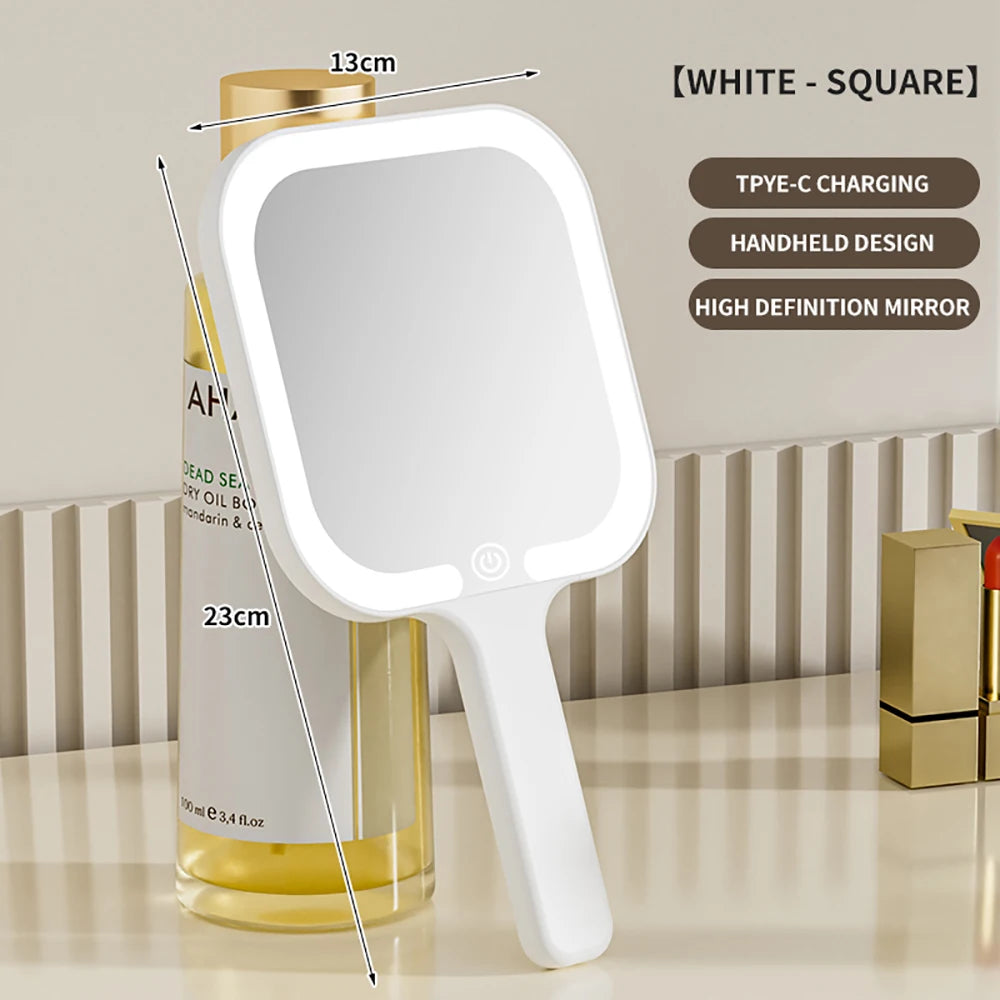 3-Color Dimmable LED Vanity Mirror with Touch Control - Rechargeable Portable Makeup Lighted Mirror, Mirror for Dorm & Travel