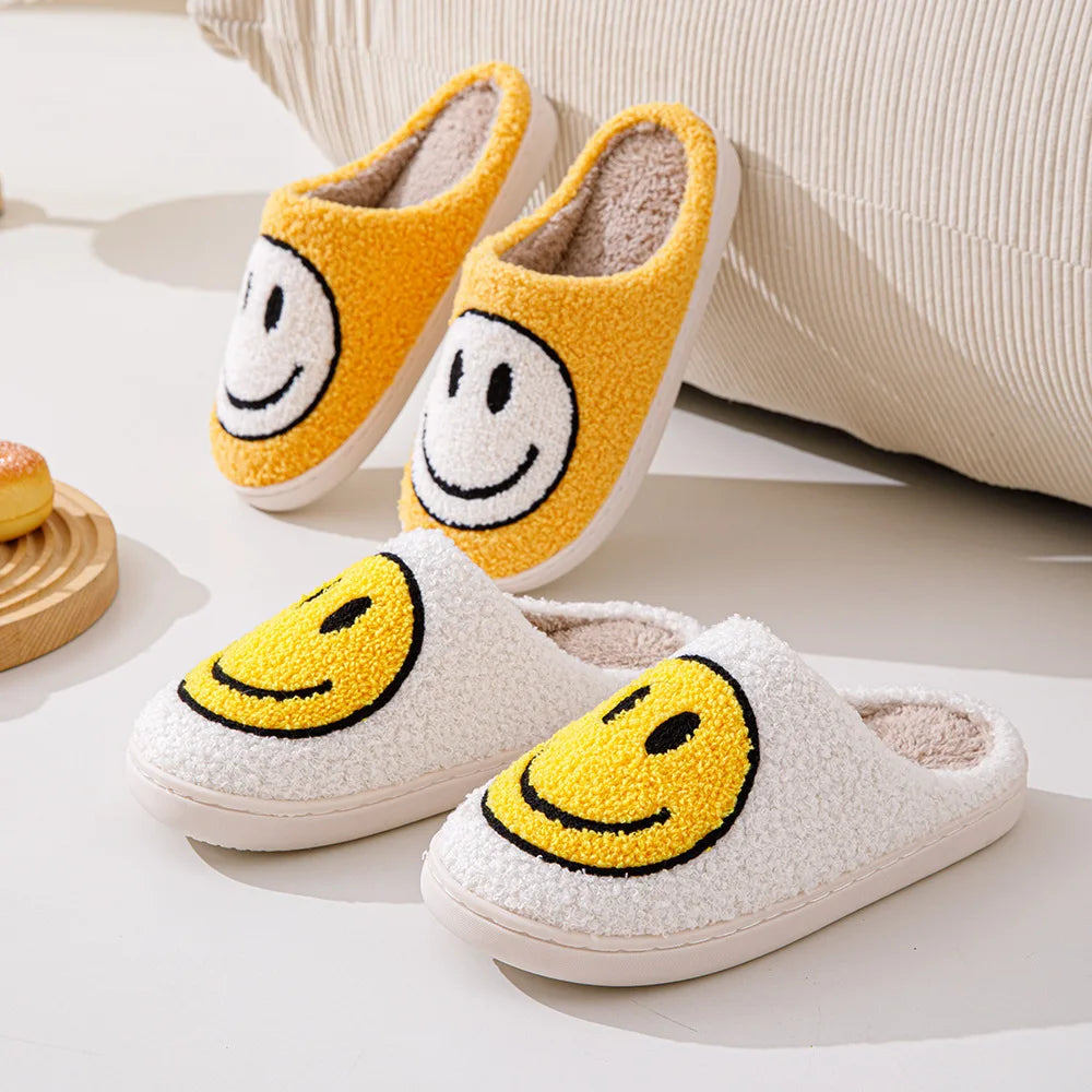 Hot selling smiling cotton slippers Anti slip couple shoes winter home indoor waterproof all-wrapped with men women cotton Shoes