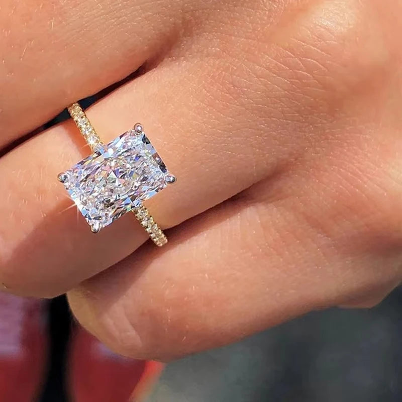 1-3CT Moissanite D Color VVS Diamond Women's Oval Radiant Ring S925 Silver Ring Plated White Gold Jewelry Rings for Women