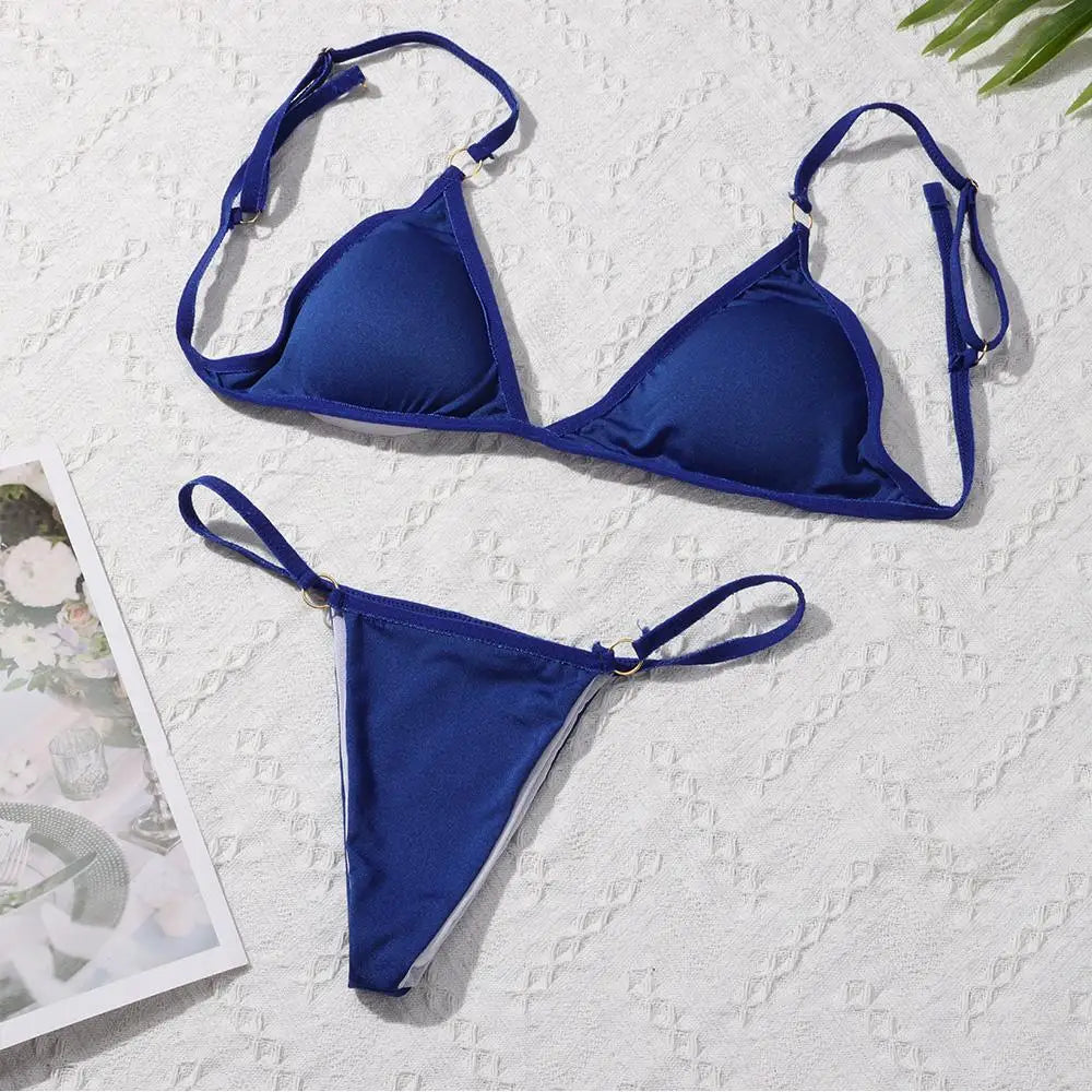 Metal Backless Bikini Set