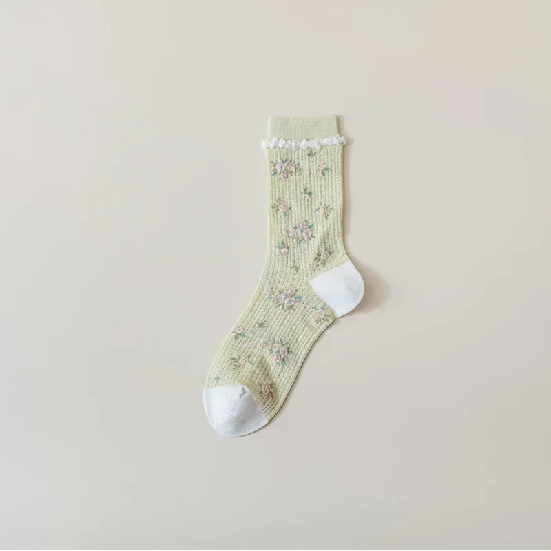 Butterfly Woman Socks Fashion Summer Ultra-thin Transparent Crystal Silk Socks Vintage Harajuku Sexy Lace Mesh Crew Socks