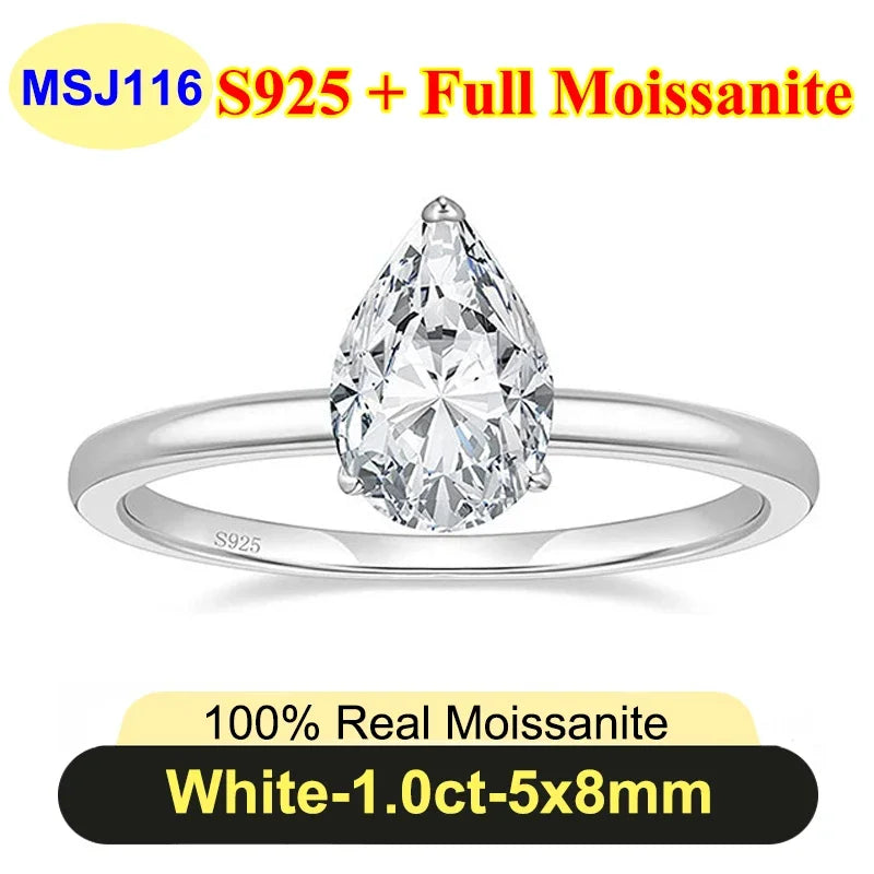 PureNew 1ct-4ct Radiant Cut Full Moissanite Diamond Rings For Women Original 925 Silver Luxury Oval Cut Lady's Diamond Ring 2025