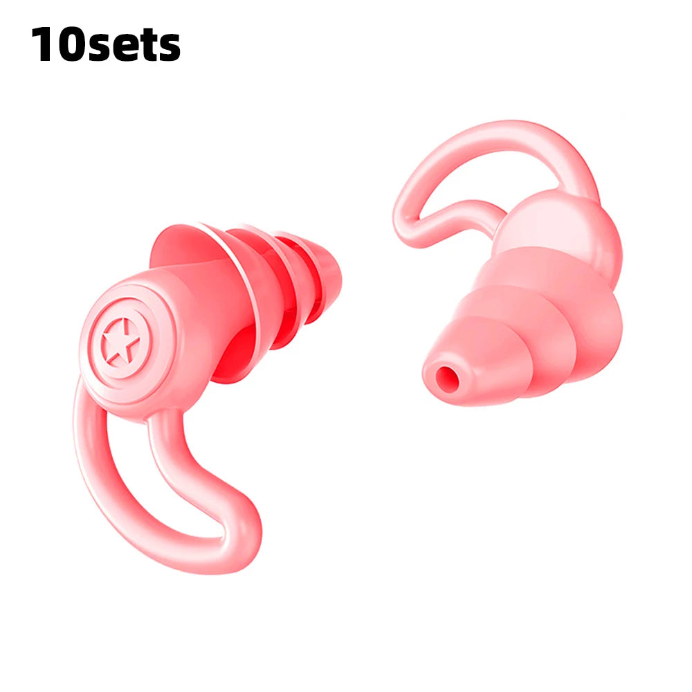 HUAK 3 Layer Ear  Work & Swim Silicone Earplugs – Noise Protection for Factories  Waterproof for Pools, Comfortable All Shift
