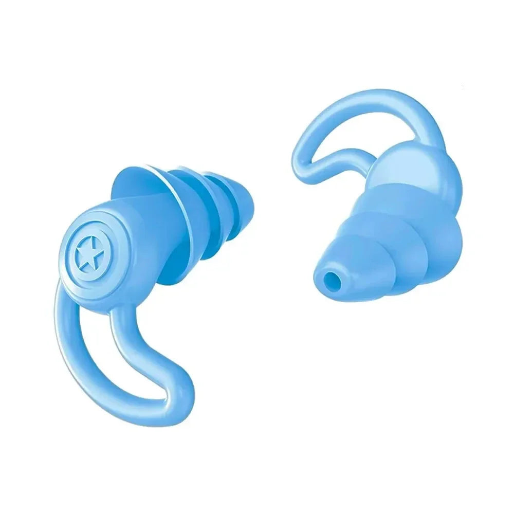 HUAK 3 Layer Ear  Work & Swim Silicone Earplugs – Noise Protection for Factories  Waterproof for Pools, Comfortable All Shift