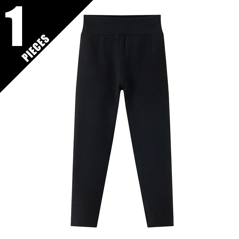 3/1 Piece Set For Autumn And Winter Children Solid Color Medium High Waist Thick Leggings Boys And Girls Fleece Warm Casual Pant