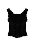 Black Spicy Girl Knitted Strap Vest Women's Summer Pure Desire Sexy Lace Splice Tight Inner Wear Top Outerwear
