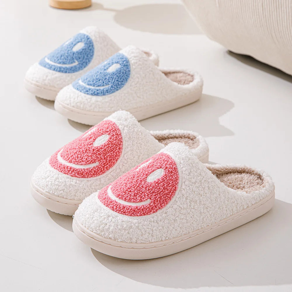 Hot selling smiling cotton slippers Anti slip couple shoes winter home indoor waterproof all-wrapped with men women cotton Shoes