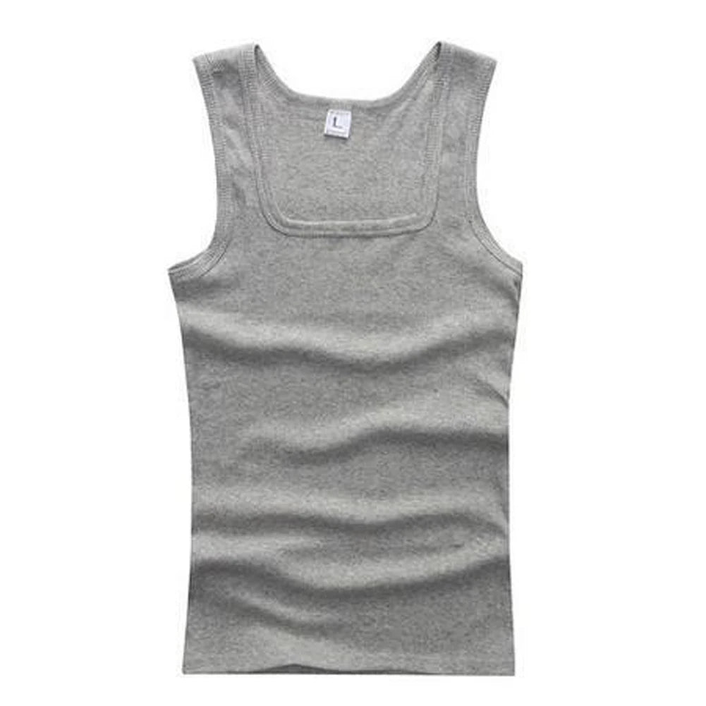 Men's Close-fitting Vest Cotton Tank Top Men Fitness Elastic Casual O-neck Breathable Bodybuilding Sleeveless Vest Male Tanks