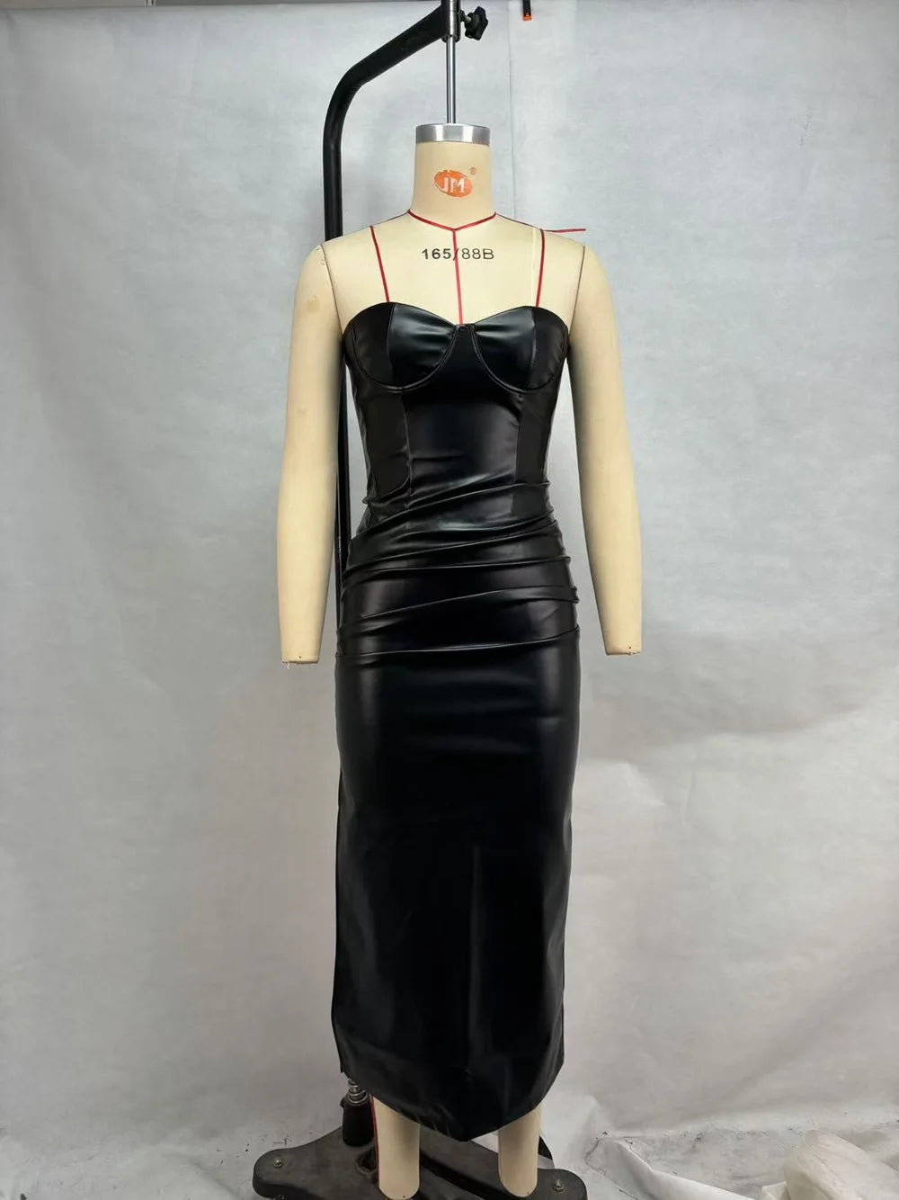 Luxury Leather Strapless Bandage Dress For Women Red Evening Cocktail 2025