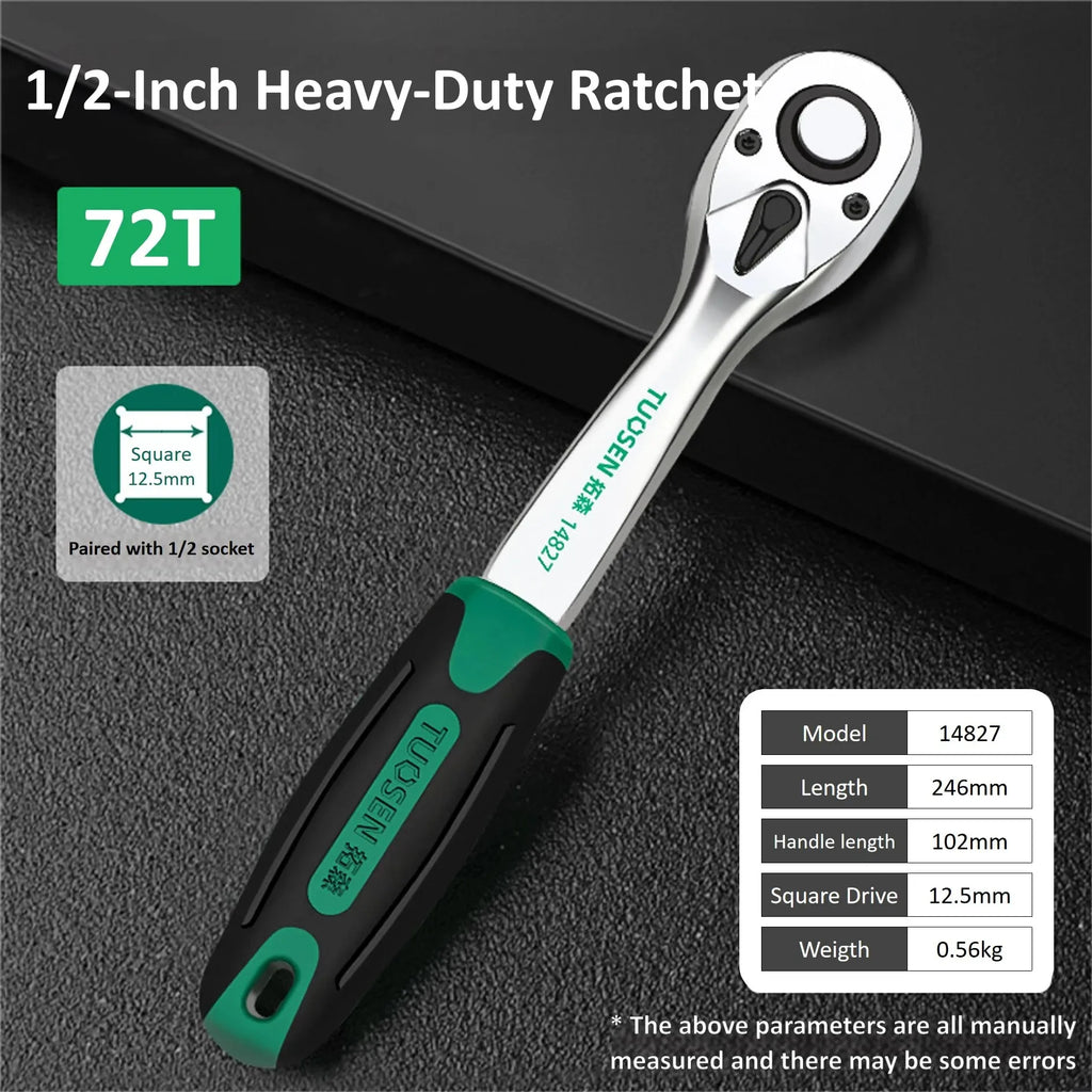 3-Piece Ratcheting Socket Wrench Set (S/M/L), 72-Tooth Quick Release Flex Head for Automotive Repair & Mechanical Work