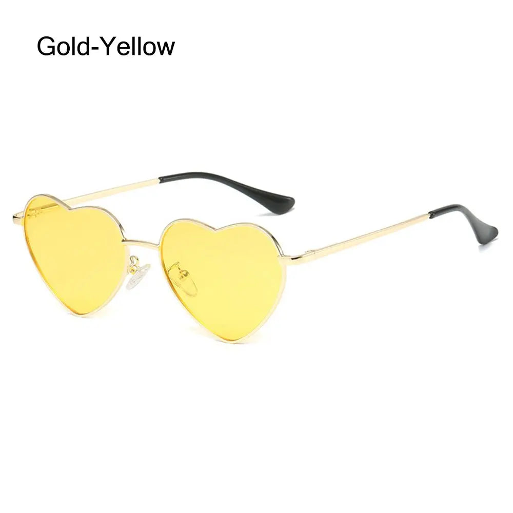 Ladies Fashion Metal Frame Sunglasses Fancy Dress Retro Heart Shaped Gradient Lens Sunglasses UV 400 Outdoor Goggles