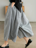 2024 Spring Elegant Woman Dress Plaid Pants Thin Cotton Linen Wide Leg Trousers Women High Waist Baggy Jogger Pants Sweatpants